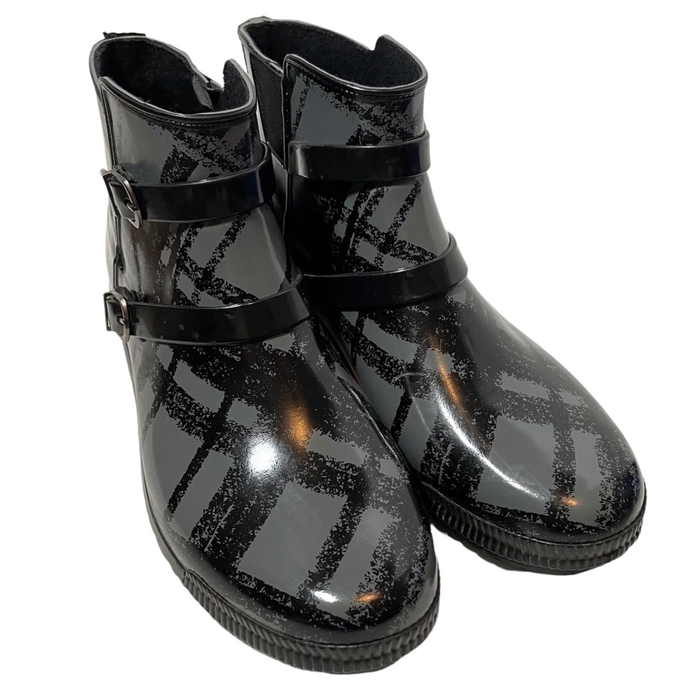 Cougar Plaid Rubber Royals Ankle Rain Boots Sz 10